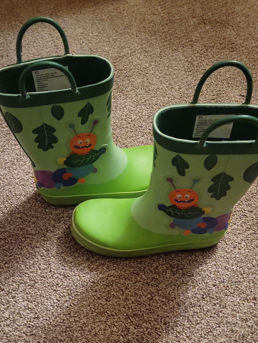 Kids Green Caterpillar Rain Boots